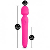 Wand Massager with Heating Function, 7 Functions EACH END, Silicone, Rechargeable, PINK